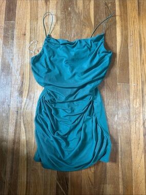 wild fable Teal Cowl Ruched Mini Dress